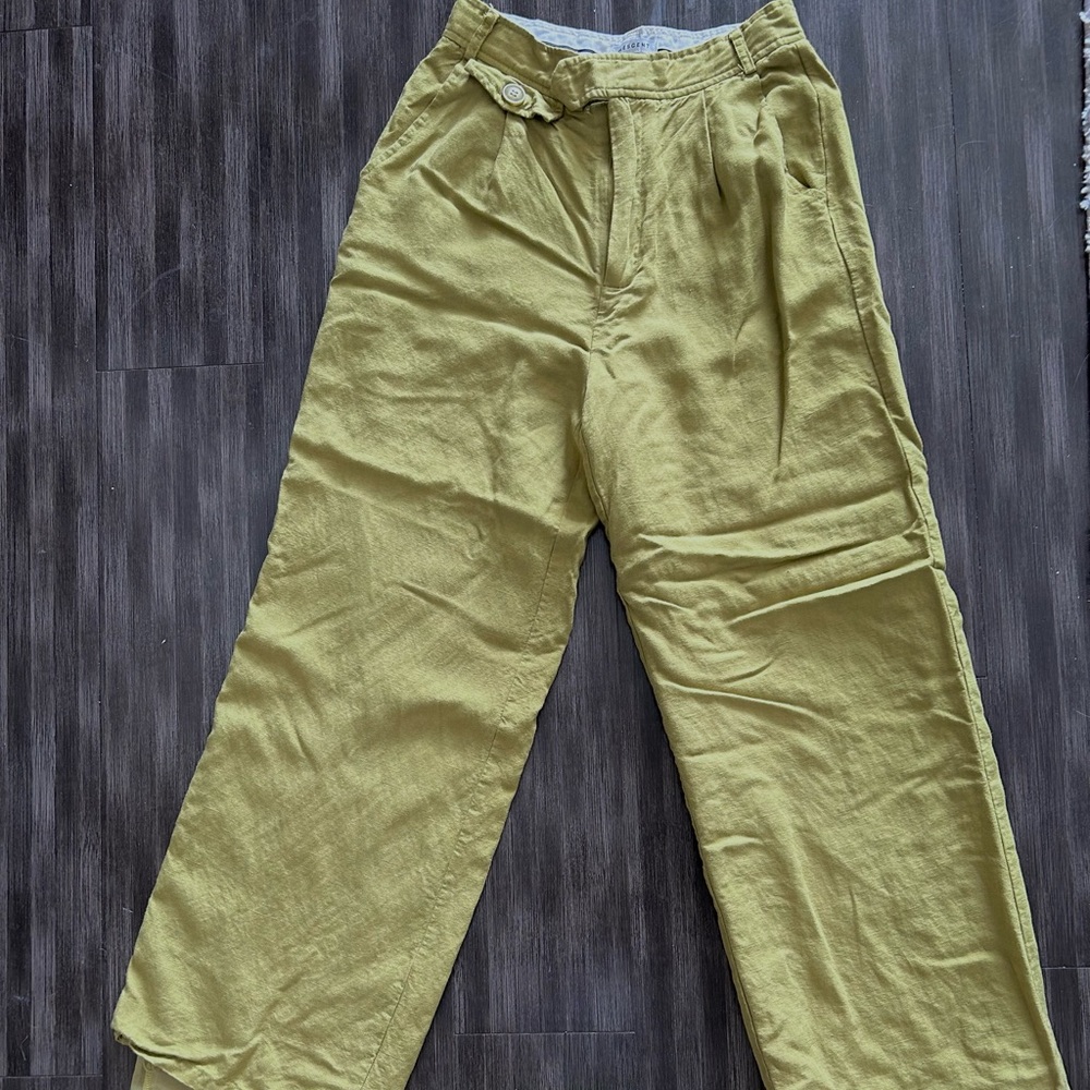 Olive Green Linen Trousers